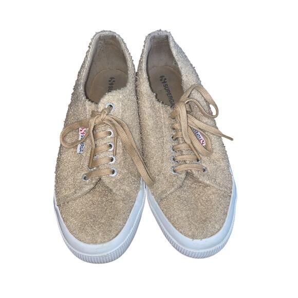 SUPERGA Women's Sherpa Faux Shearling Tan Beige Shoes size US 8.5-9 EU 40 - Picture 1 of 7